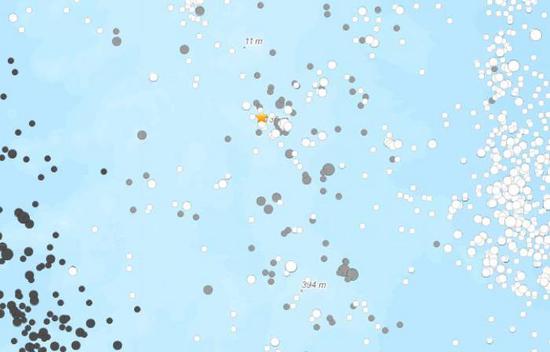 日本南部海域发生5.0级地震。（图片来源：美国地质勘探局网站截图）