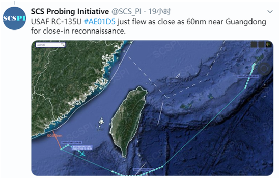  “南海战略态势感知计划”发布的美国军机飞行路线