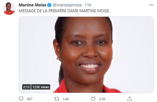  玛蒂·莫伊兹10日在推特发布一段用海地克里奥尔语录制的音频。（推特截图）