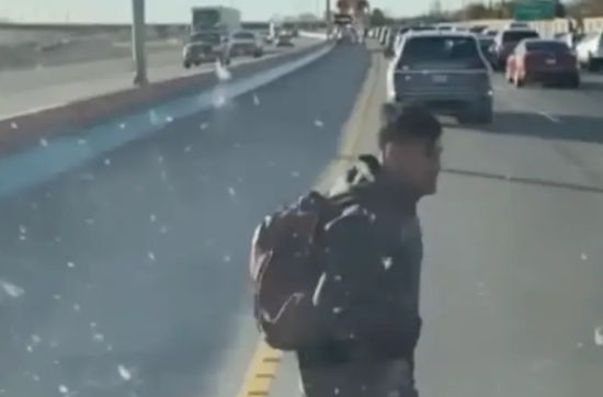 美墨边境非法移民横穿高速马路（视频截图）
