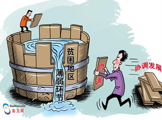 解决发展不平衡问题,全力做好补齐短板大文章.(漫画:小栗子)