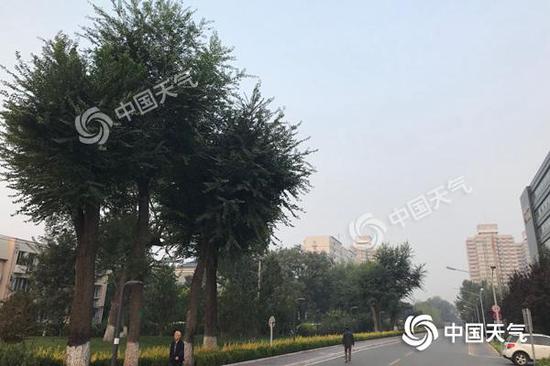 今晨，北京海淀雾气出没。
