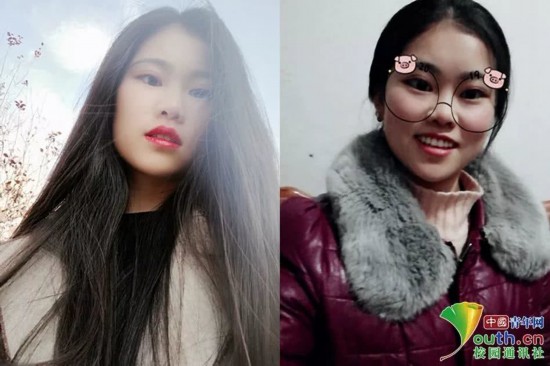 回村的诱惑:现实版回村的诱惑?大晒春节回家对比照(图) 图为平顶山学院学生皮倩倩春节回家前后的对比照。她说:“每次回家村儿里的叔婶儿伯最爱说的一句话:在校的我还时刻注意形象,回家两天,你就是个村儿里人!穿上老妈的‘战袍’,素面朝天,洗洗,要过年啦!”本人供图