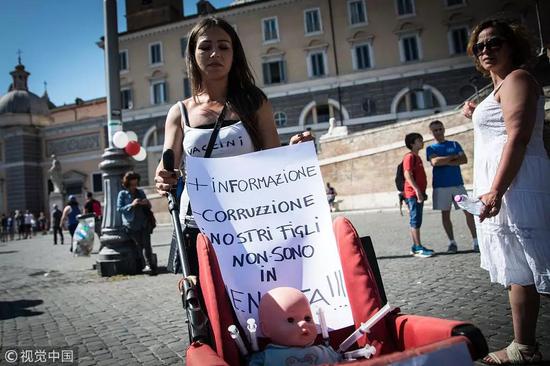 （图为意大利民众街头游行，要求政府废除强制接种疫苗法规 图源：视觉中国）