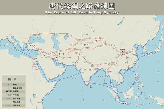 图表 1 唐代丝绸之路路线图[1]