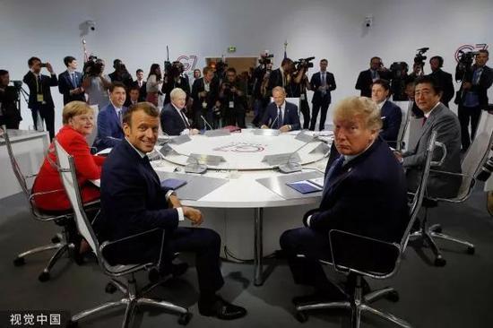 ▲8月25日，法国比亚里茨，G7国家领导人出席集体会谈。