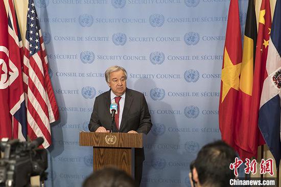 资料图:联合国秘书长古特雷斯。 中新社记者 廖攀 摄