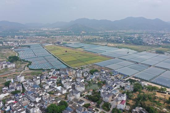 这是江西省于都县梓山镇潭头村航拍一景（4月7日 无人机拍摄）。新华社记者 彭昭之 摄