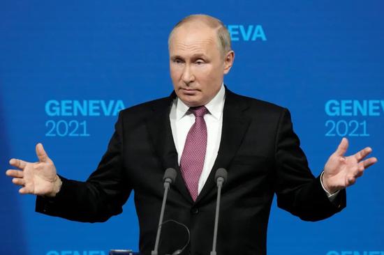 当地时间6月16日，瑞士日内瓦，俄美首脑峰会结束，普京召开新闻发布会。/IC Photo