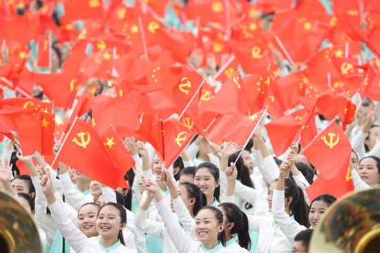 7月1日上午，庆祝中国共产党成立100周年大会在北京天安门广场隆重举行。新华社记者 金立旺 摄