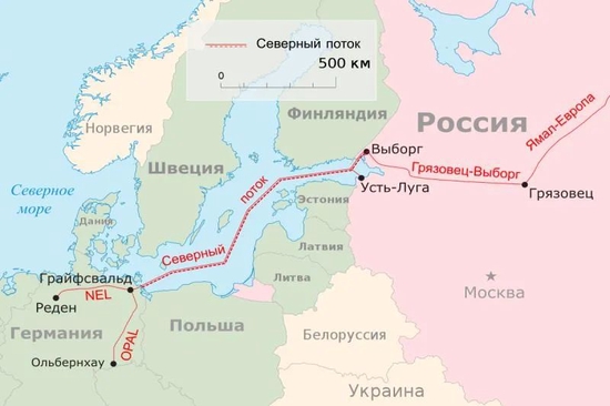 “北溪-2号”走海路直接联通俄德，将大幅弱化波兰、乌克兰等亲美的东欧国家在俄欧关系上的话语权。图源：wiki