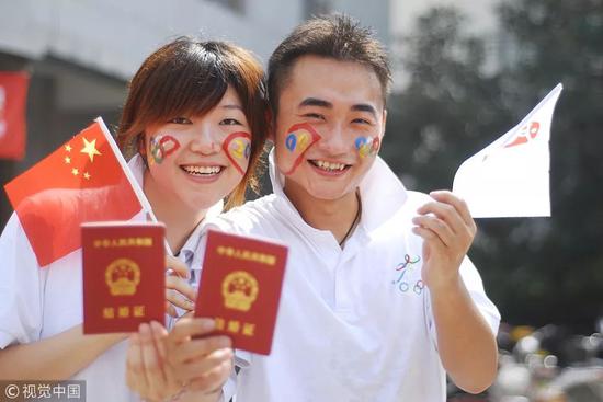 伦敦奥运会烟花 2008年8月8日,全国各地有数十万对新人喜结良缘。 南京秦淮区婚姻登记处一对穿着奥运情侣衫,脸上画着奥运图案的新人开心地走出结婚登记处大门。图片来自视觉中国