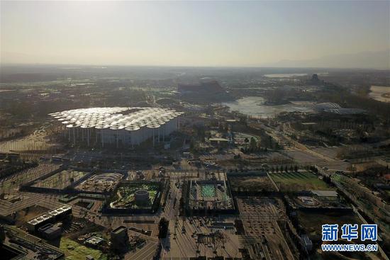 北京世园会整体建设情况（1月16日无人机拍摄）。新华社记者 张晨霖 摄