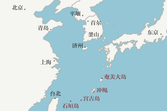 ▲ 日本在西南诸岛的部署完全符合美国所谓的“第一岛链”对华封锁线