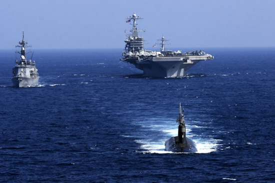 核潜艇在美国航母打击群中往往执行猎潜任务