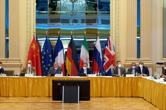 这是2021年6月12日在奥地利维也纳拍摄的伊核全面协议联委会新一轮恢复履约谈判政治总司长级会议现场。新华社发（欧盟驻维也纳代表团供图）