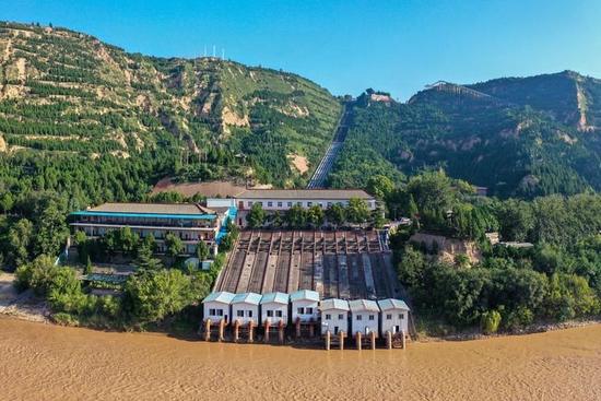 这是山西省运城市芮城县大禹渡扬水工程(2022年9月7日摄,无人机照片).