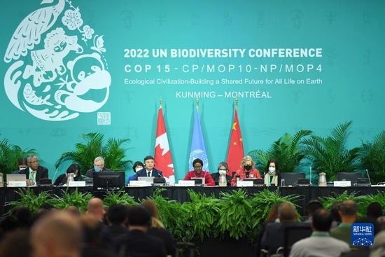  这是在加拿大蒙特利尔举行的《生物多样性公约》第十五次缔约方大会（COP15）第二阶段会议开幕式现场（2022年12月7日摄）。新华社记者 任鹏飞 摄