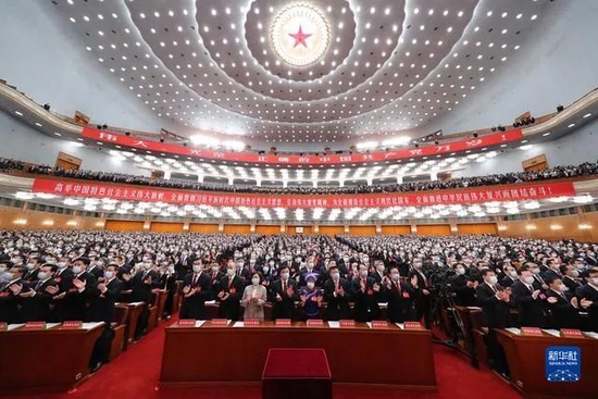 2022年10月16日，中国共产党第二十次全国代表大会在北京人民大会堂隆重开幕。新华社记者 姚大伟 摄