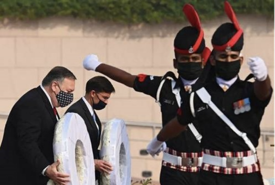 蓬佩奥和美国国防部长埃斯珀跑到印度去参加印美“2+2”部长级对话