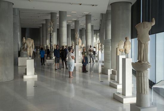 雅典卫城博物馆二层展厅。新华社记者费茂华摄