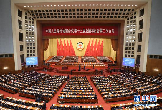3月3日，中国人民政治协商会议第十三届全国委员会第二次会议在北京人民大会堂开幕。 新华社记者 姚大伟 摄