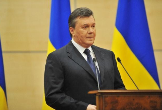 2014年3月11日，被基辅解职的乌克兰总统亚努科维奇在俄罗斯顿河畔罗斯托夫市举行新闻发布会。图源：新华社/俄新