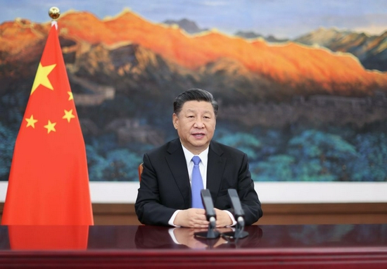 ↑2020年11月4日晚,第三届中国国际进口博览会开幕式在上海举行,习近平以视频方式发表主旨演讲。