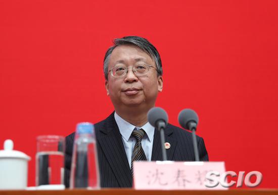 全国人大常委会法工委主任、港澳基本法委主任沈春耀（焦非 摄）