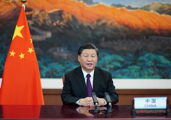 ▲ 2020年9月30日，习近平在联合国生物多样性峰会上发表视频讲话。