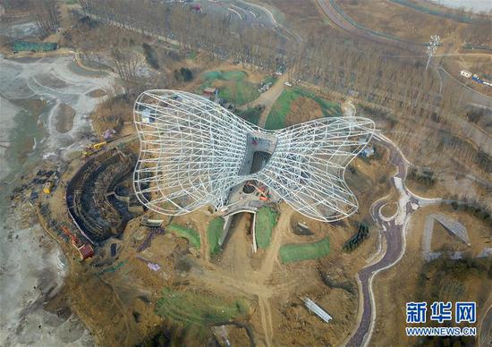 北京世园会演艺中心（1月11日无人机拍摄）。新华社记者 张晨霖 摄