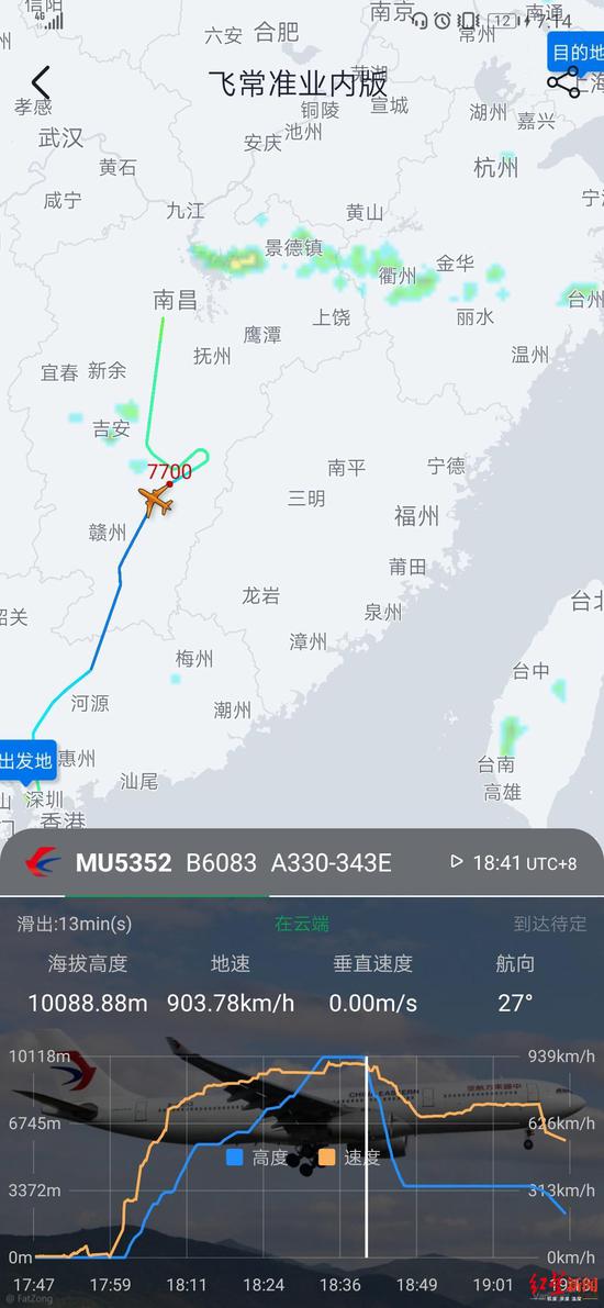 东航航班从万米高空降至3000米，平安备降南昌昌北机场
