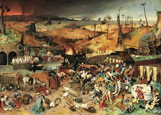 中世纪欧洲画家描绘黑死病的作品《死亡的胜利》。
