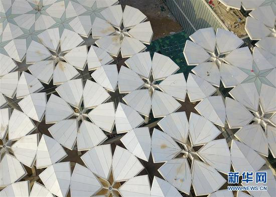  北京世园会国际馆（1月11日无人机拍摄）。新华社记者 张晨霖 摄