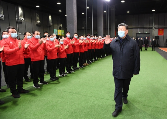 1月4日，习近平总书记在北京考察冬奥会、冬残奥会筹办备赛工作。新华社记者 谢环驰 摄