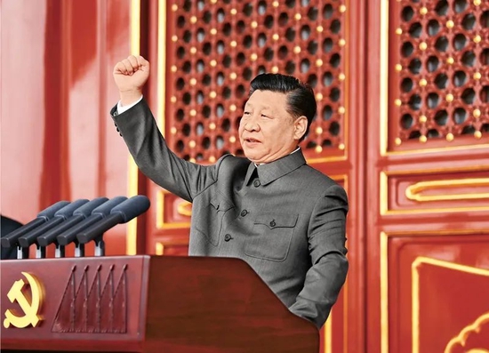 2021年7月1日,庆祝中国共产党成立100周年大会在北京天安门广场隆重举行。习近平发表重要讲话。新华社记者 谢环驰 摄