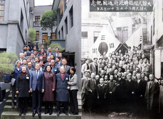 1546419194892679.jpg 图为文在寅访问重庆的大韩民国一时当局旧址。(《韩民族日报》)