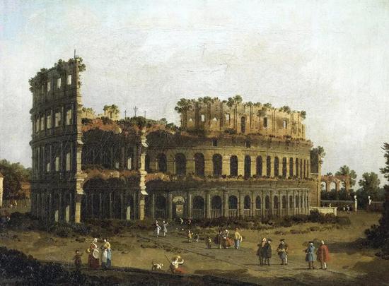 ∆ 意大利风景画家卡纳莱托（Canaletto，1697-1768年）所画罗马竞技场。