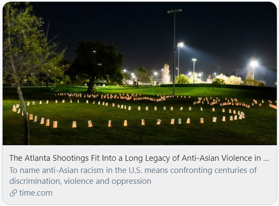 亚特兰大枪击案只不过是美国亚裔群体长期以来遭受暴力袭击的缩影。/《时代》杂志报道截图