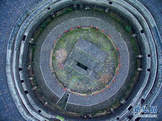 福建初溪土楼群中集庆楼俯瞰图.图源:姜克红|新华社