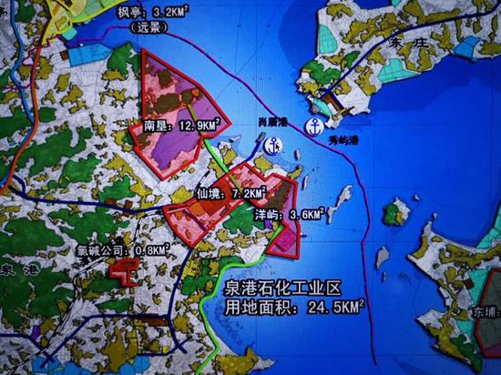  ▲地图红色区域为泉港石化工业园区。