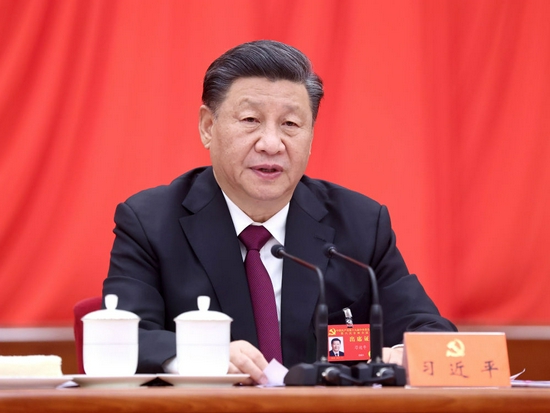 中国共产党第十九届中央委员会第六次全体会议，于2021年11月8日至11日在北京举行。中央委员会总书记习近平作重要讲话。新华社记者 鞠鹏 摄