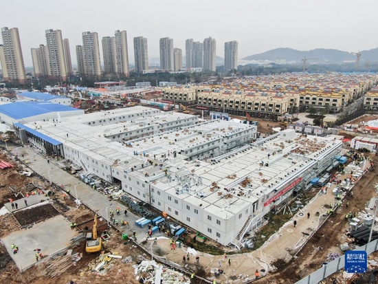 这是武汉火神山医院（2020年2月2日摄，无人机照片）。新华社记者 程敏 摄