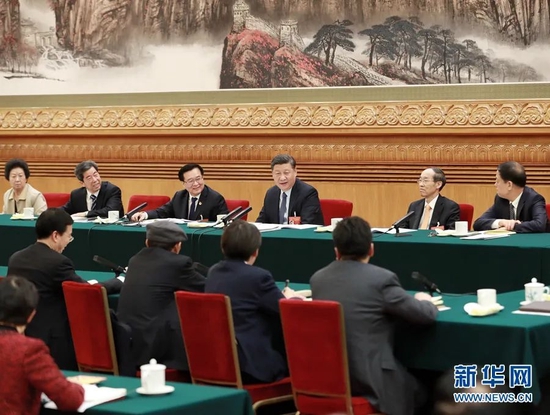 2019年3月8日，习近平参加十三届全国人大二次会议河南代表团的审议。新华社记者 庞兴雷 摄