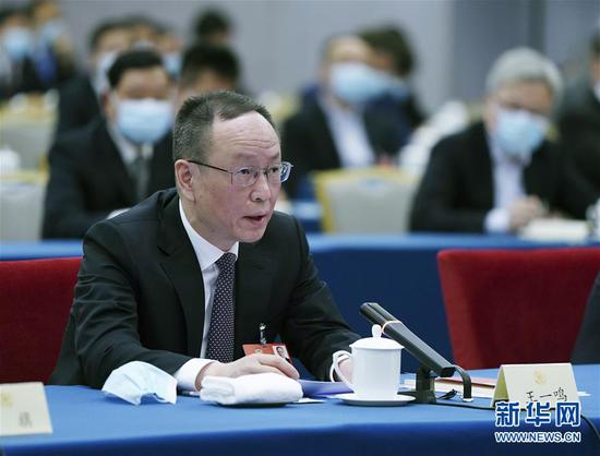  5月23日，全国政协委员王一鸣在政协联组会上发言。新华社记者 谢环驰 摄