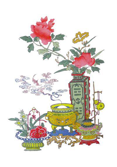 桃花坞年画“平安四季”。苏州工艺美术职业技术学院桃花坞木刻年画社供图