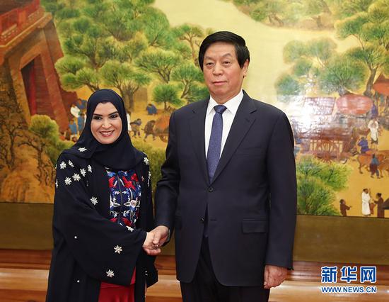 11月5日，全国人大常委会委员长栗战书在北京人民大会堂与阿联酋联邦国民议会议长古拜希举行会谈。 新华社记者丁林摄
