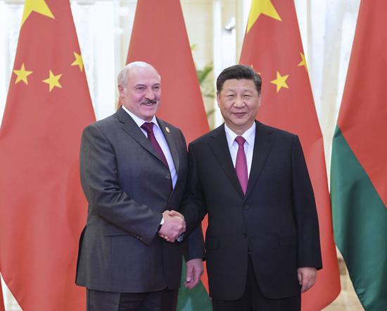 2019年4月25日，国家主席习近平在北京人民大会堂会见白俄罗斯总统卢卡申科。 新华社记者 燕雁 摄