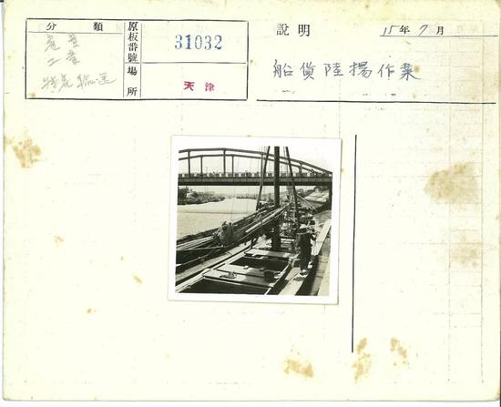 天津 1940年7月,卸船作业。