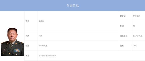 迟浩田简历:迟星北少将调任陆军后勤部政委(图/简历) 截图